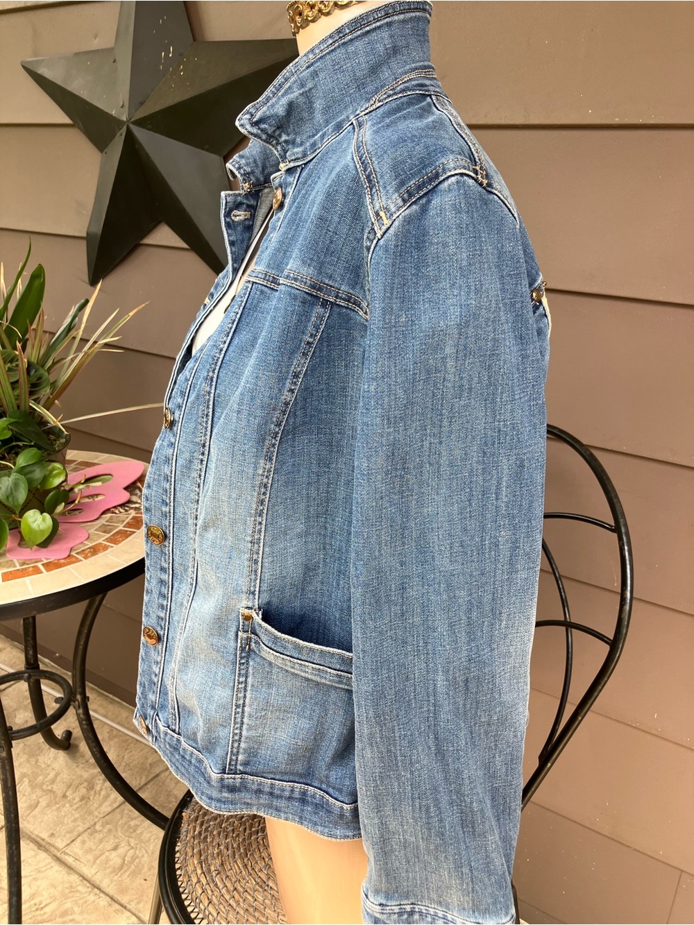 Chico's Light-Mid Blue Denim Jacket - Picture 3 of 5